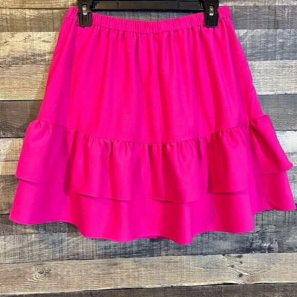 J. Crew Women's Wool Flannel Pink Ruffle Skirt Size 6 Barbiecore - Picture 2 of 5